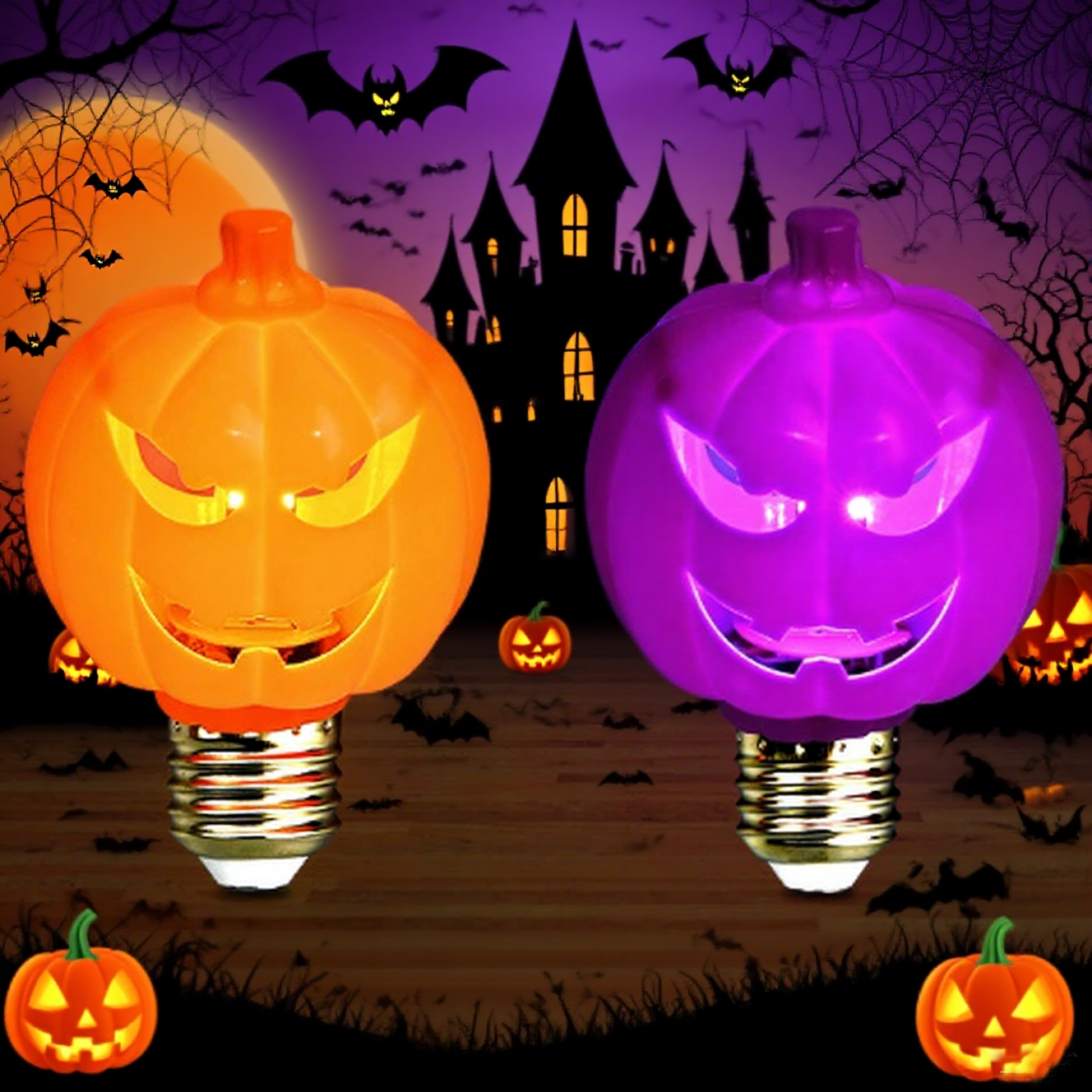 Halloween dynamic projection pumpkin bulb 2 pack-HandPrint