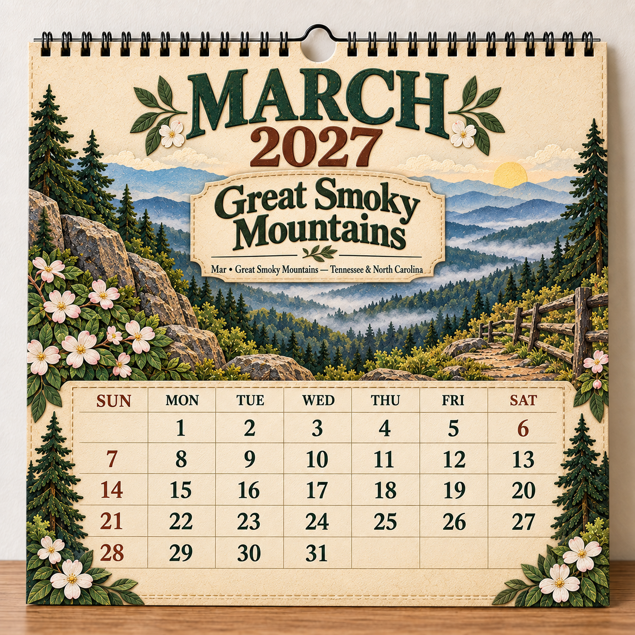 🎁 2027 America’s National Parks Wall Calendar-HandPrint