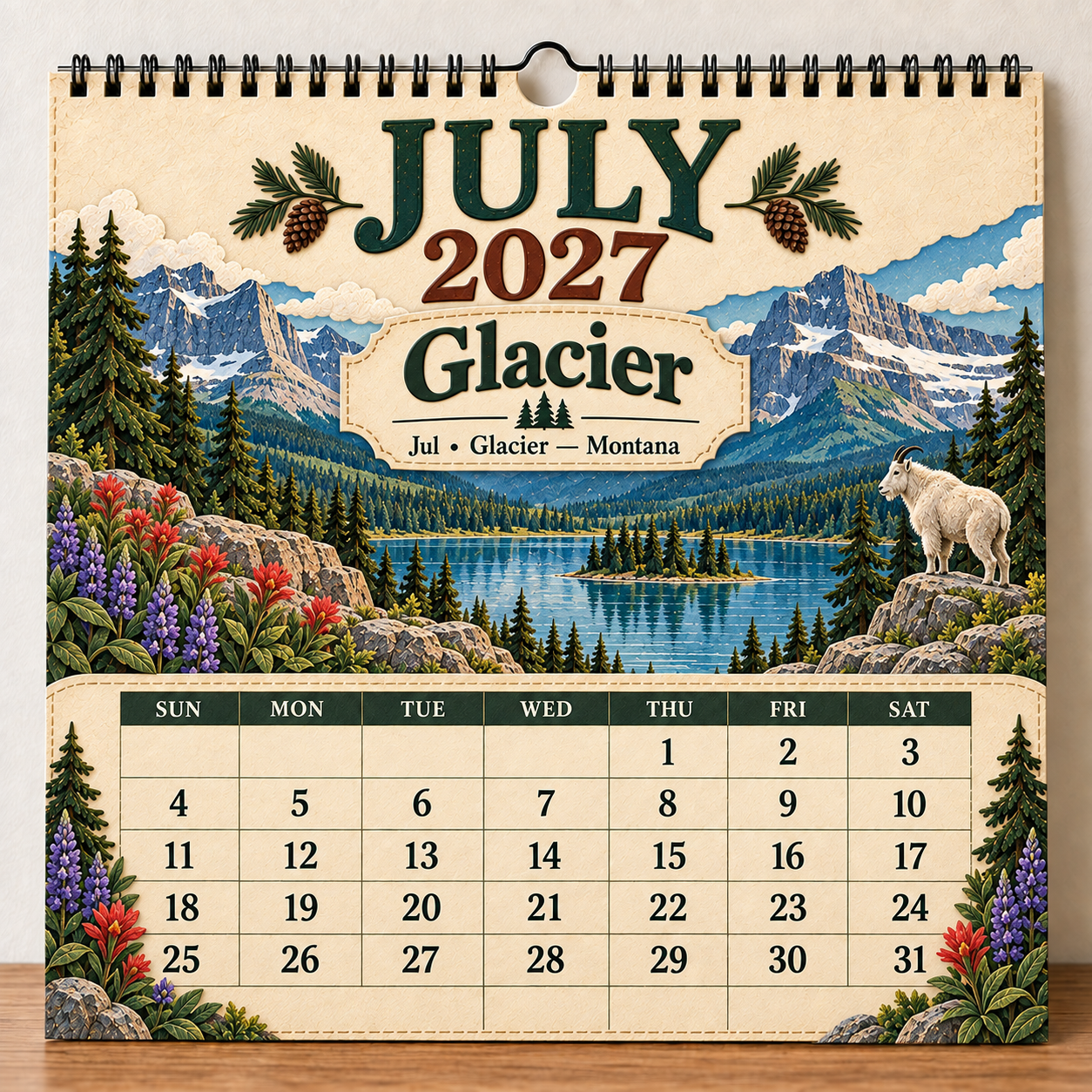 🎁 2027 America’s National Parks Wall Calendar-HandPrint