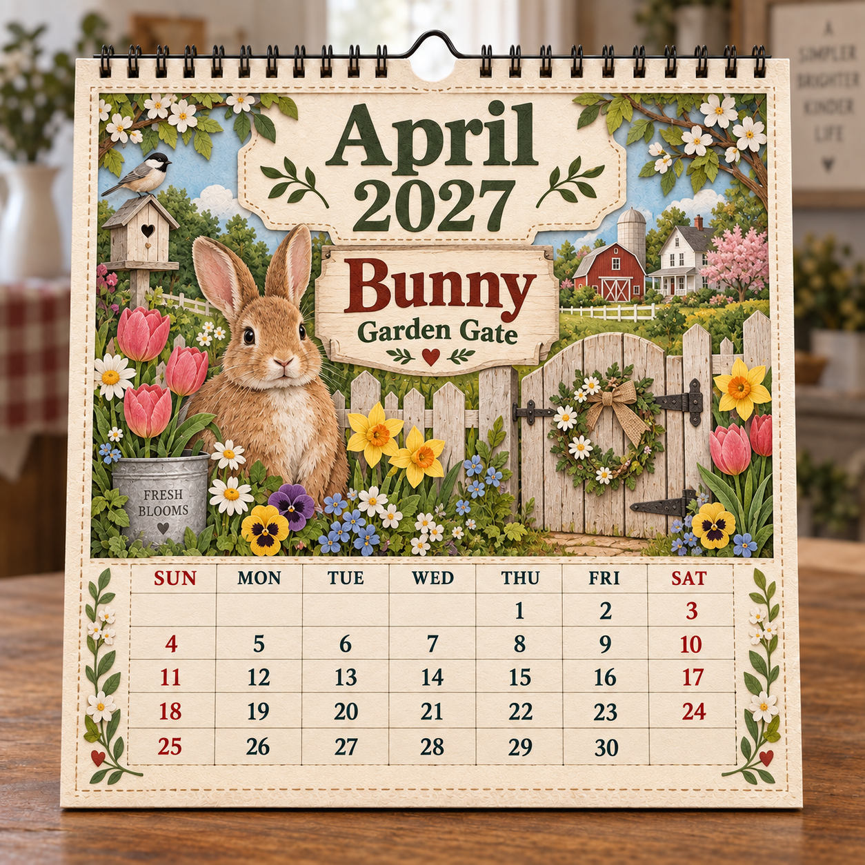 🐄 2027 Farm Animals & Country Life Wall Calendar-HandPrint