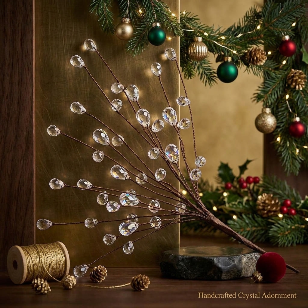 ✨ Crystal Beaded Christmas Tree Branch Picks – Instant Sparkle & Fuller Holiday Décor-HandPrint