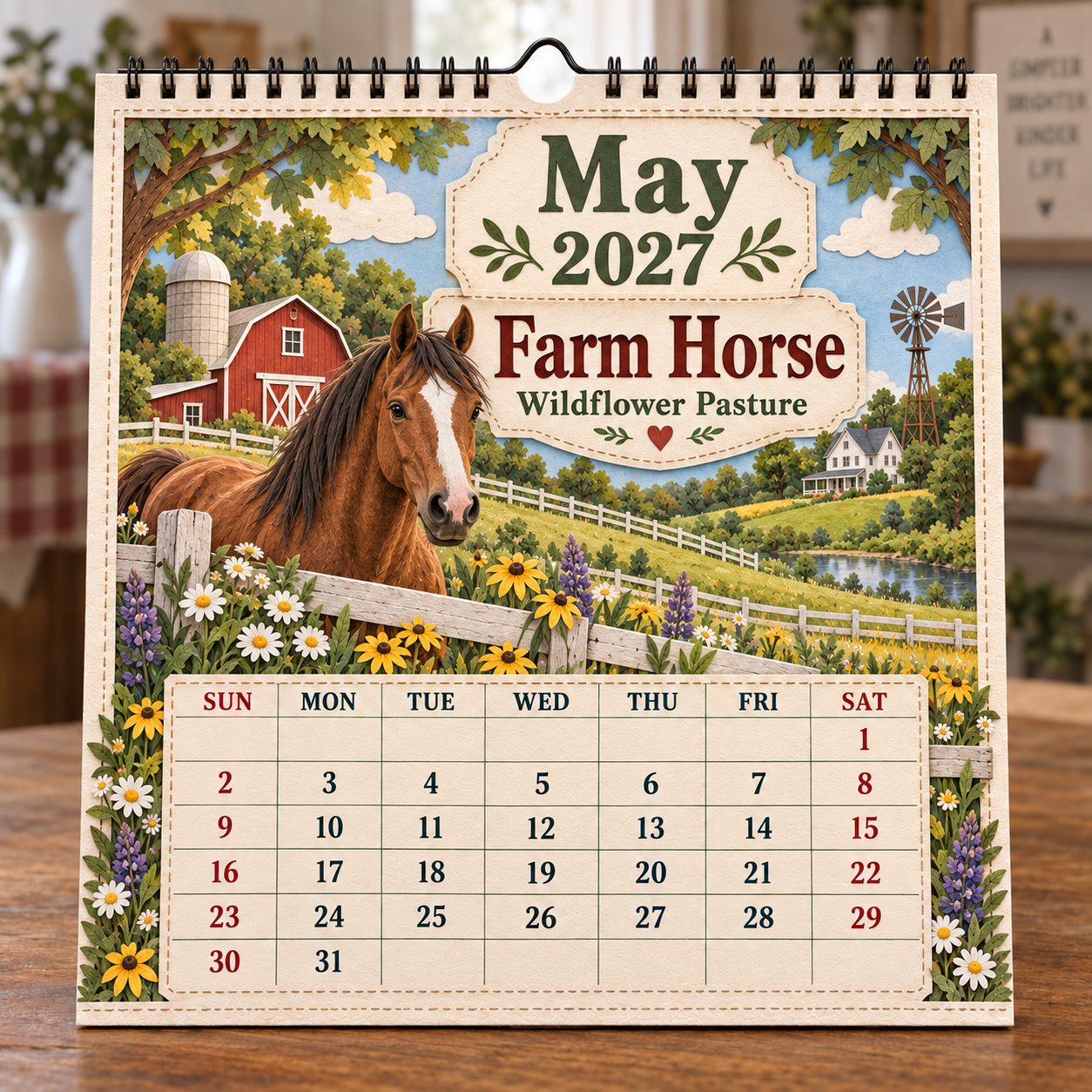 🐄 2027 Farm Animals & Country Life Wall Calendar-HandPrint