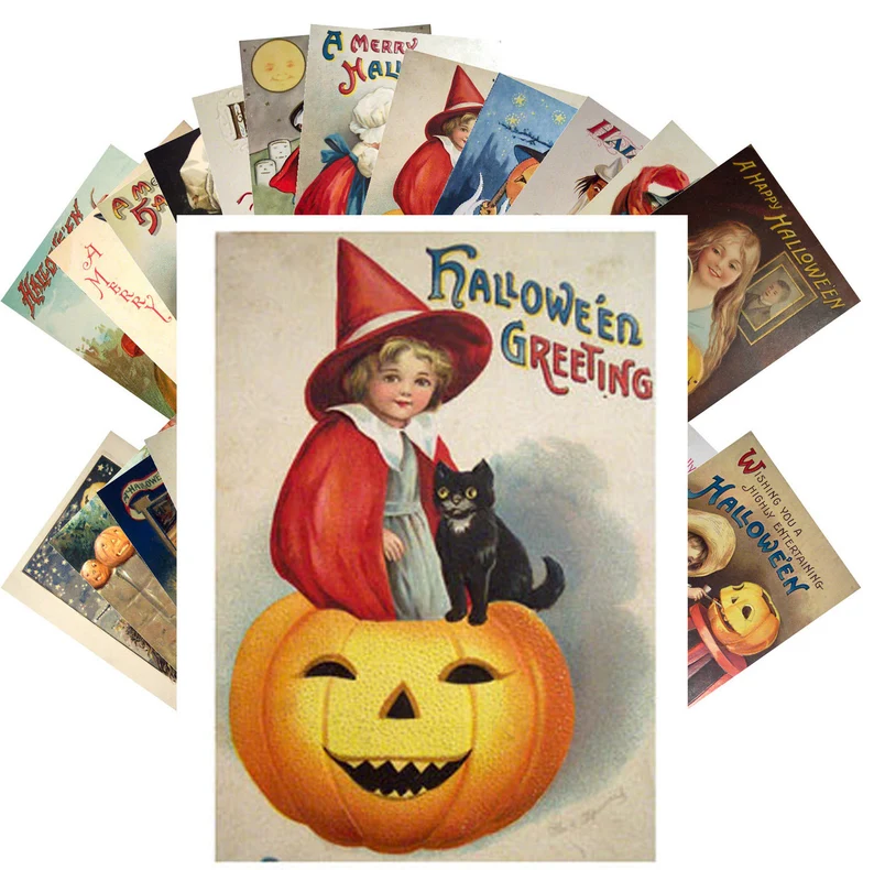 Vintage Halloween Postcard ( 24 pcs )-HandPrint