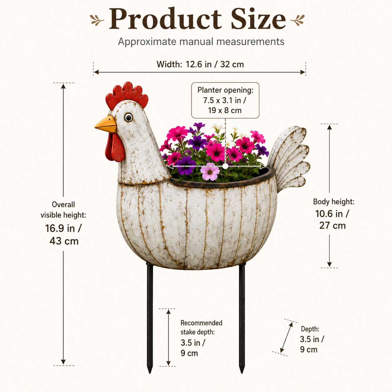 Rustic Hen Garden Stake Planter-HandPrint
