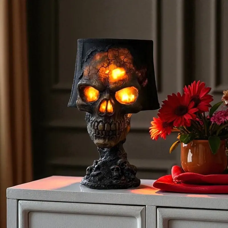 SPOOKY RESIN SKULL LED LAMP-HandPrint