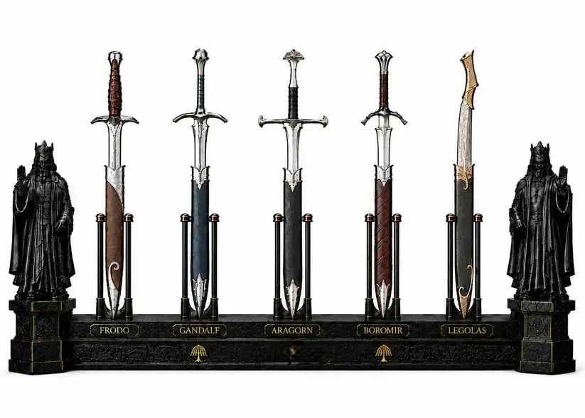 🏰 Complete Fantasy Collector Display Set – Dagger Stand + King Statue Bookends-HandPrint