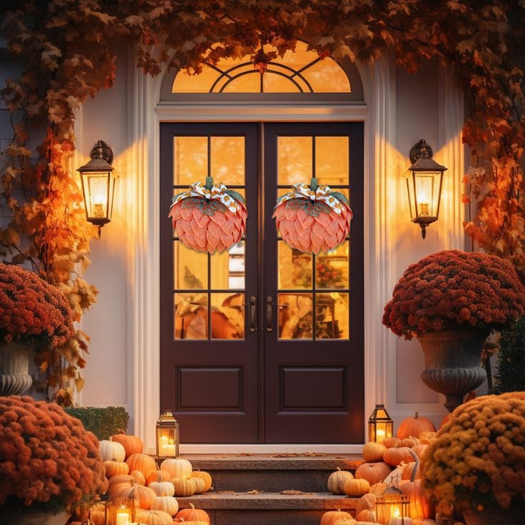 Farmhouse Pumpkin Wreath For Front Door-HandPrint