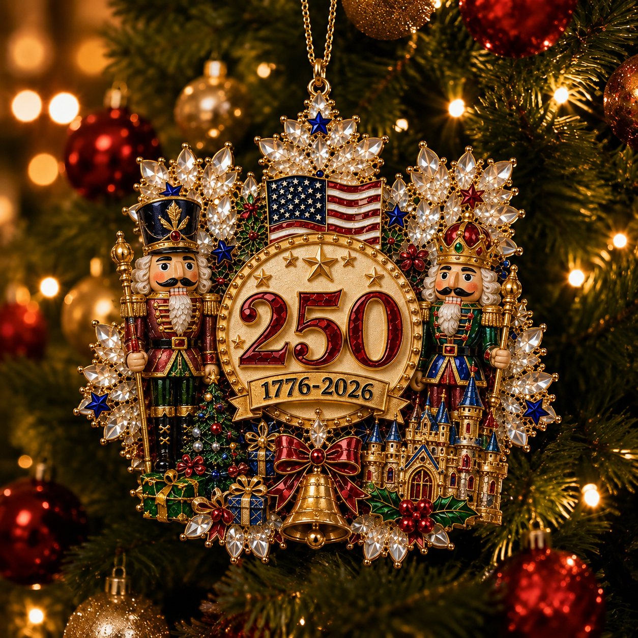 🔥LAST DAY 75% OFF!!🔥 America 250 Crystal Snowflake Heritage Ornament™-HandPrint