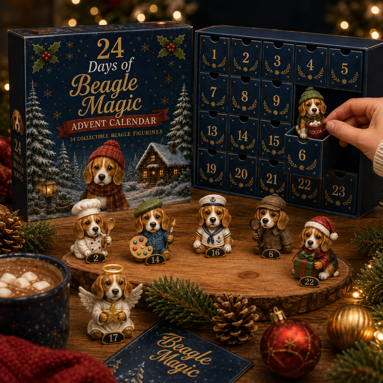 Beagle Magic Advent Calendar 2026 – 24 Days of Unique Beagle Miniature Collectibles, 24 Cute Holiday-HandPrint