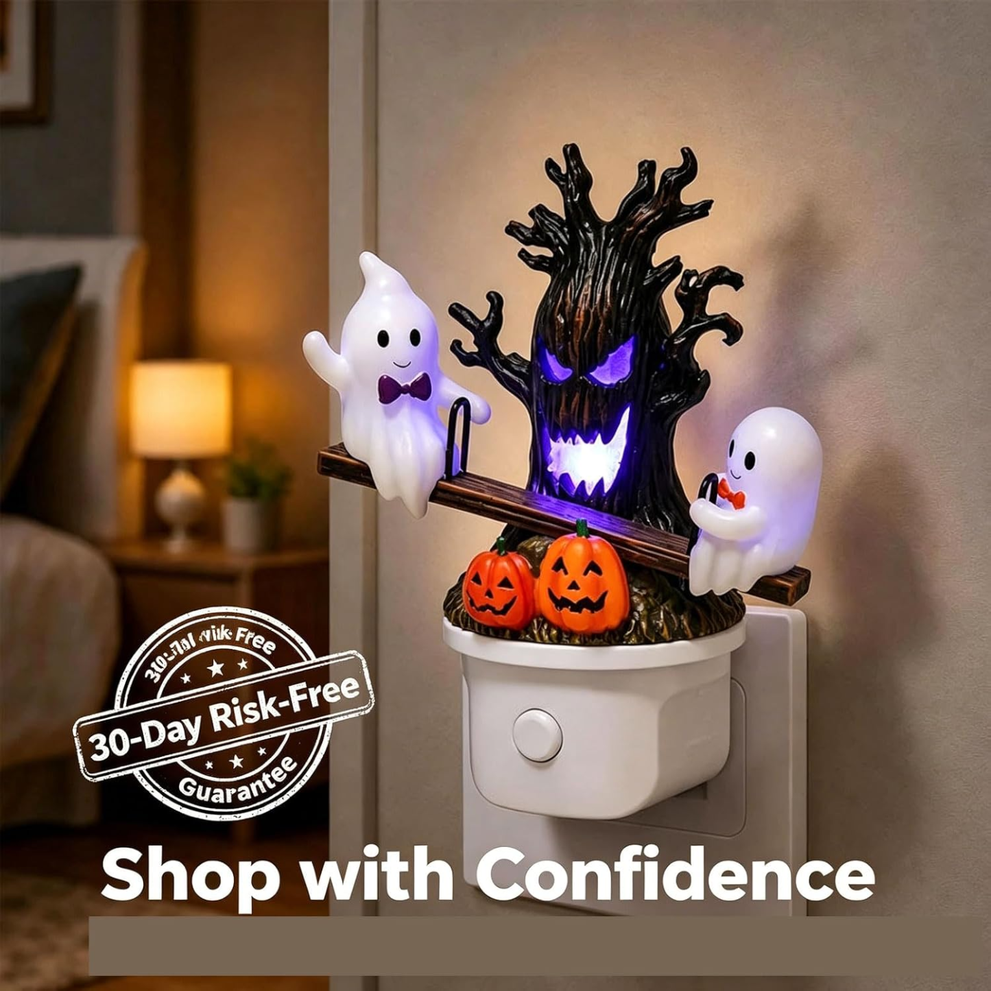 💥 Selling Fast 👻 2026 Halloween Animated Seesaw Ghost LED Night Light-HandPrint