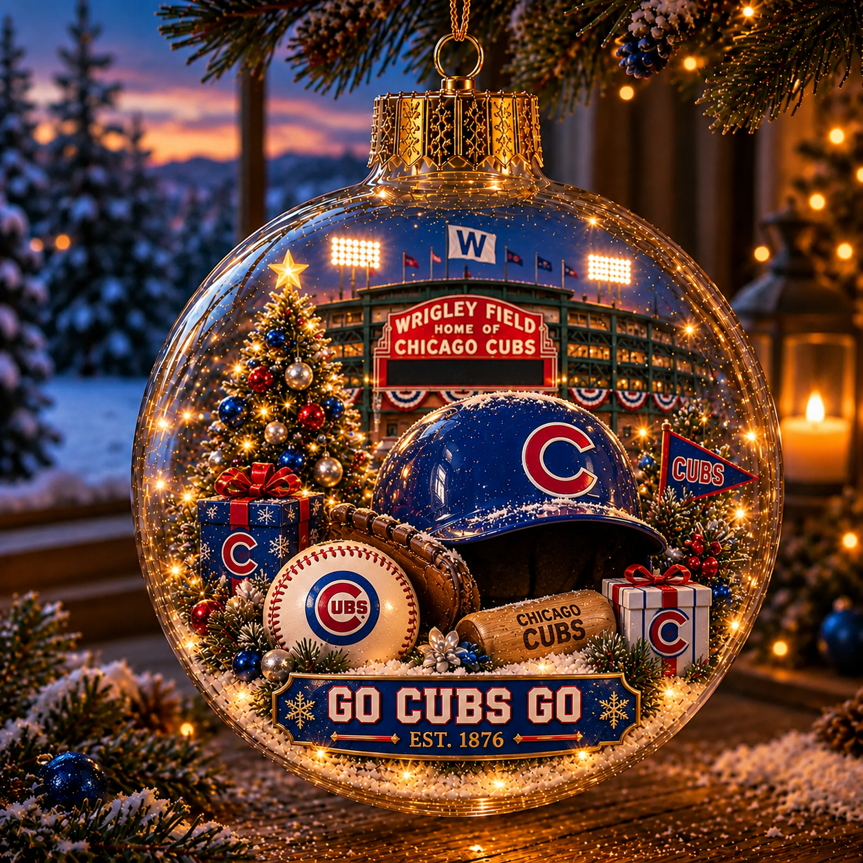 ⚾🎄 Bring the Ballpark Home — Light-Up Baseball Christmas Diorama Ornament-HandPrint