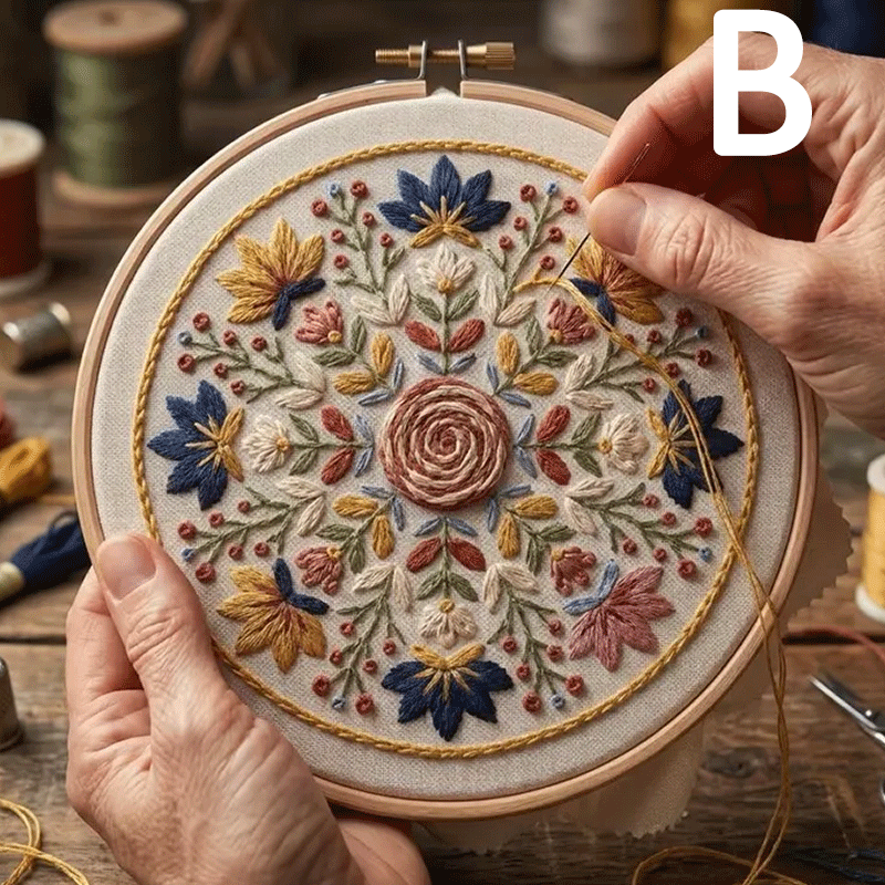 🔥49% Off Last Day - BUY 3 GET 1 FREE🌼 Floral Mandala Embroidery Kit (📦Buy 3 Free Shipping)-HandPrint