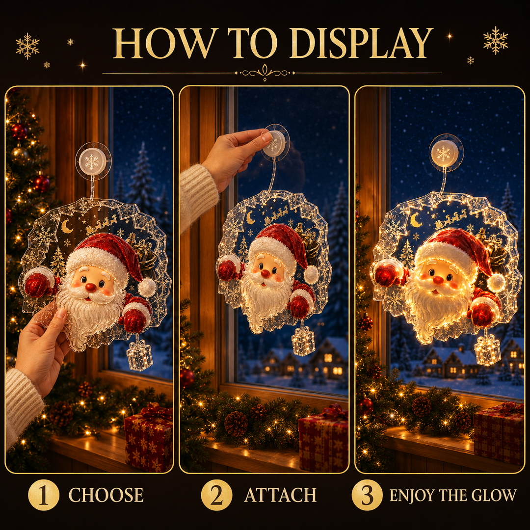 🔥Limited time 70% OFF -✨🎄Christmas Suction Cup Window Light – Light-Up Festive Window Scene-HandPrint
