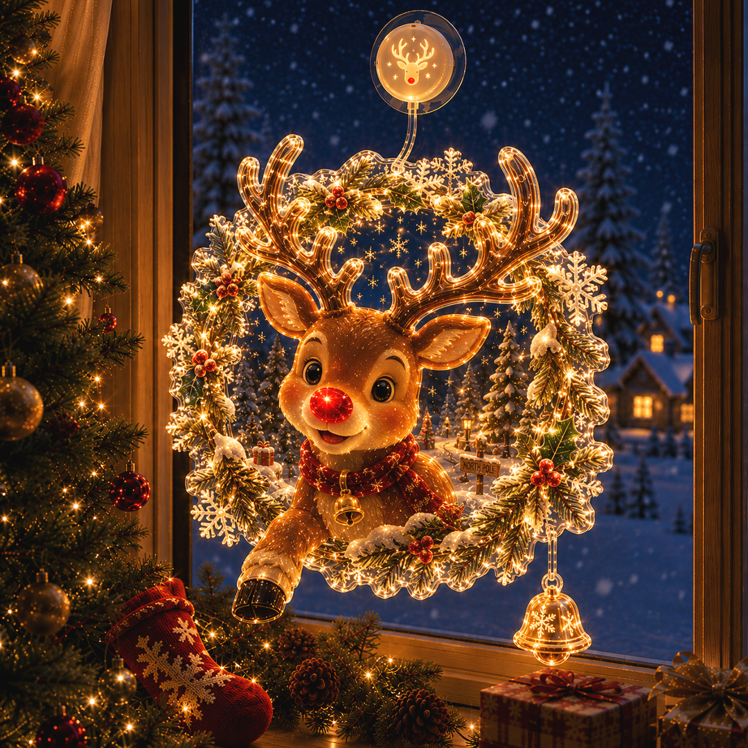 🔥Limited time 70% OFF -✨🎄Christmas Suction Cup Window Light – Light-Up Festive Window Scene-HandPrint