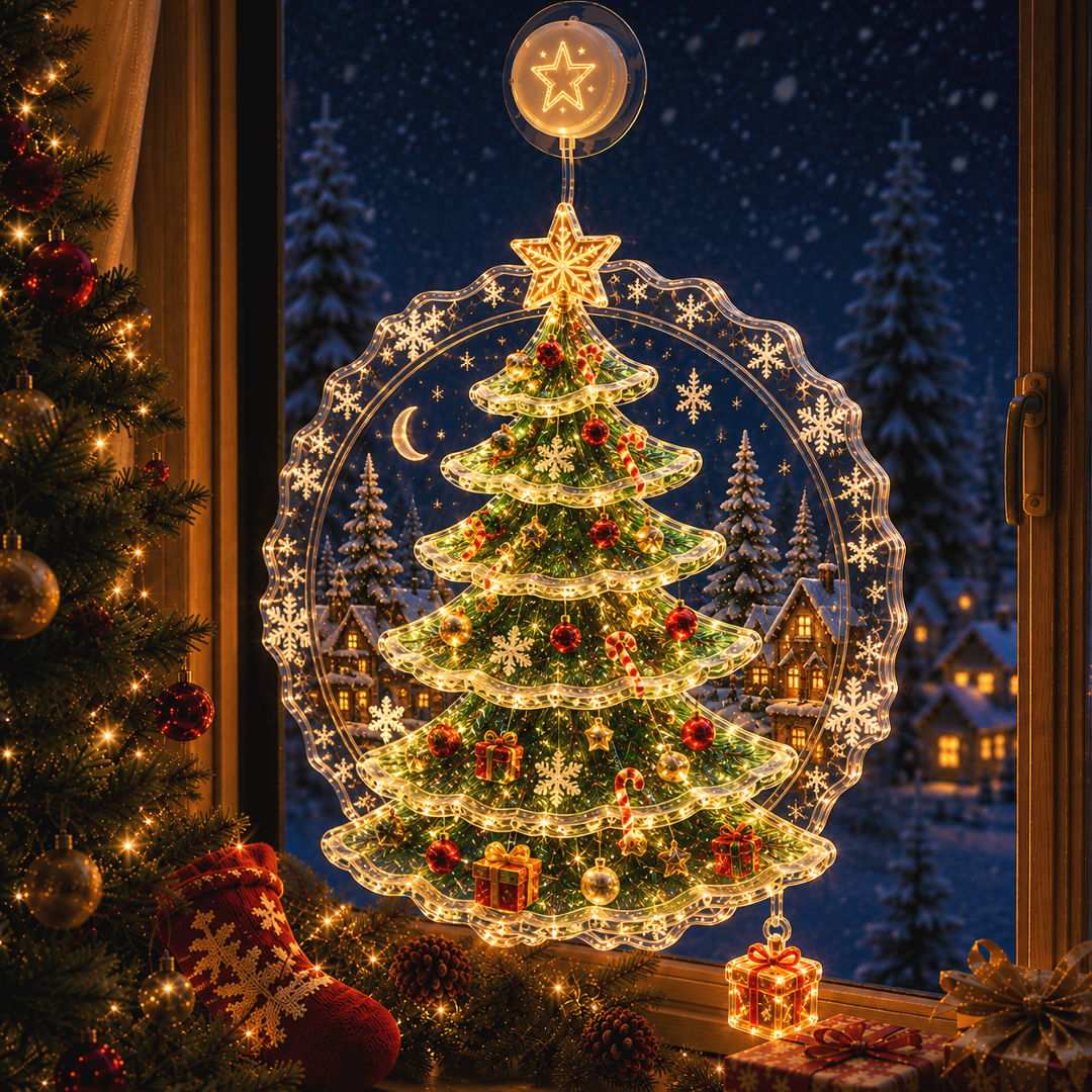 🔥Limited time 70% OFF -✨🎄Christmas Suction Cup Window Light – Light-Up Festive Window Scene-HandPrint
