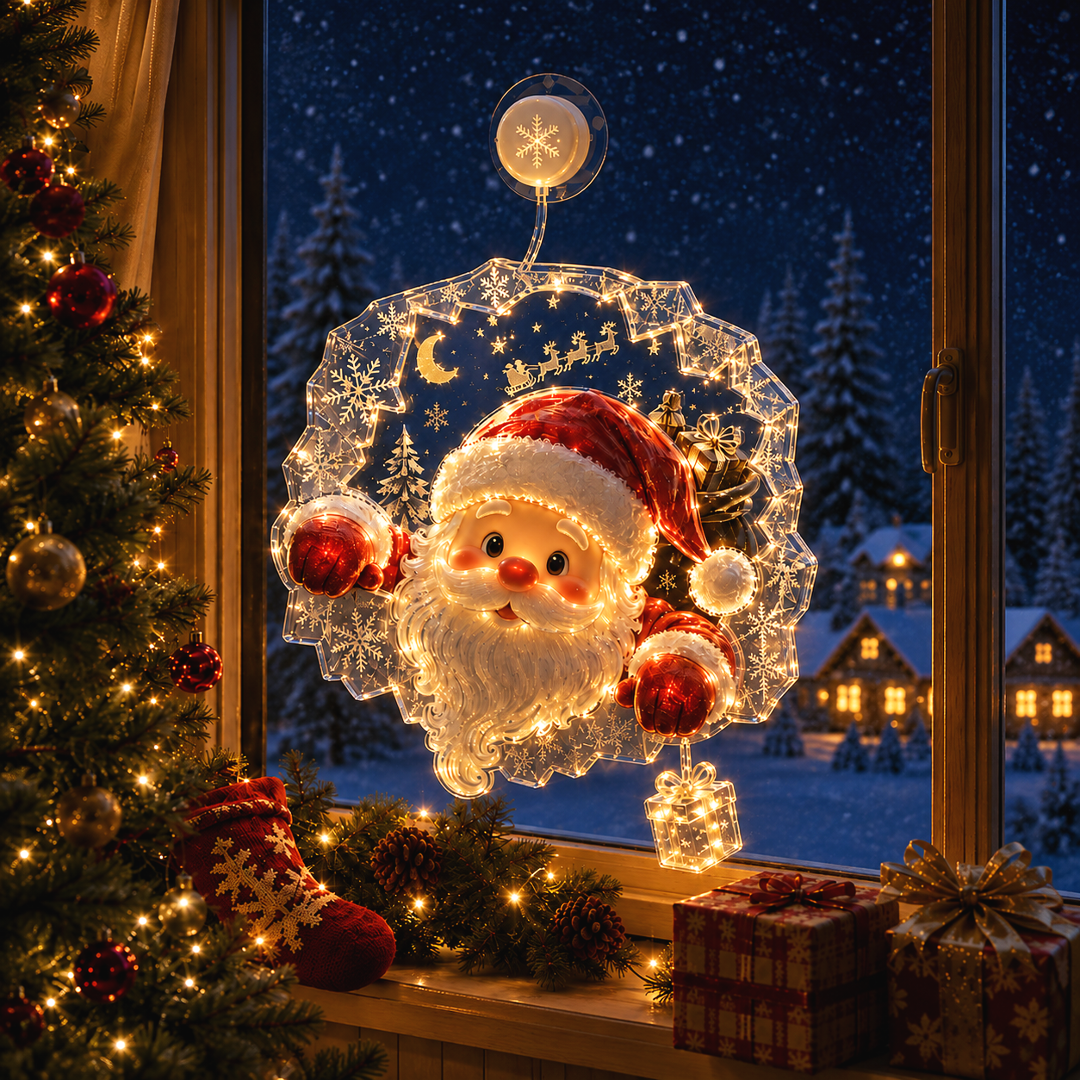 🔥Limited time 70% OFF -✨🎄Christmas Suction Cup Window Light – Light-Up Festive Window Scene-HandPrint