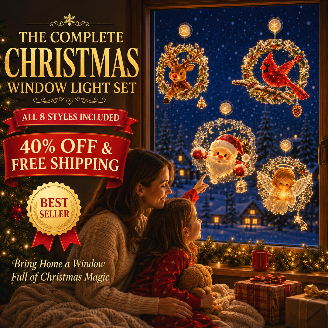 🔥Limited time 70% OFF -✨🎄Christmas Suction Cup Window Light – Light-Up Festive Window Scene-HandPrint