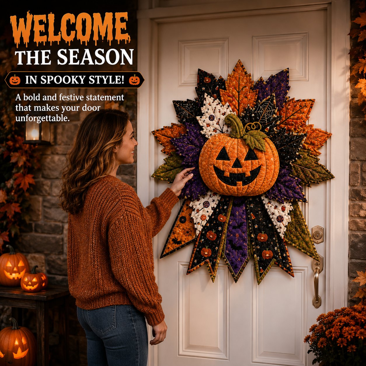 ⏳ Last Day 49% OFF – 🎃 Beginner-Friendly Oversized Halloween Character Quilted Door Hanger Sewing Kit | Complete Kit with All Tools & Step-by-Step Guide Included 💕-HandPrint