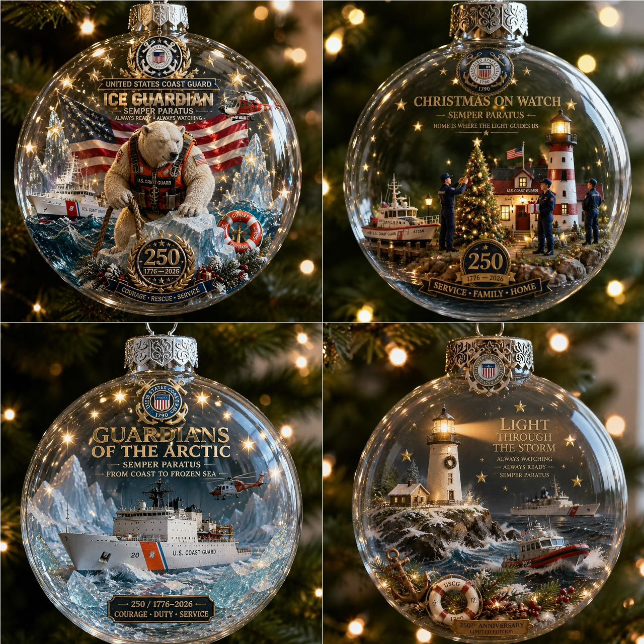 🎄 LAST DAY 75% OFF 🇺🇸 America 250th Military Legacy Light-Up Christmas Ball-HandPrint