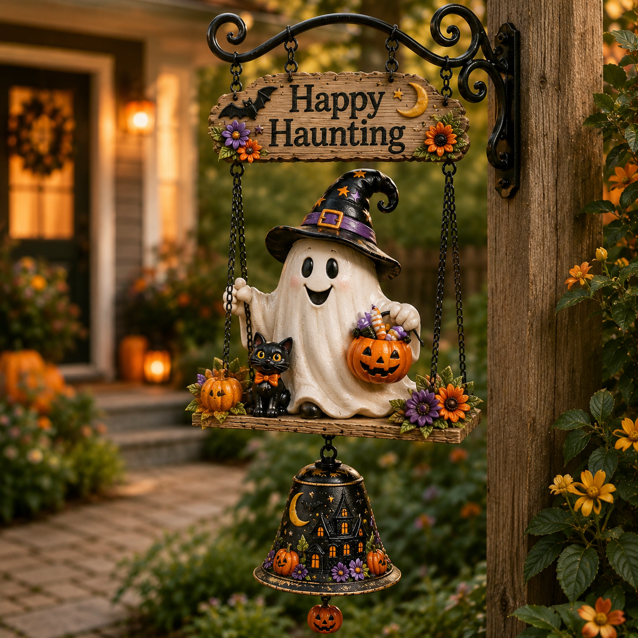 🔥50% Off Last Day -Halloween Hanging Welcome Sign With Bell 🔔-HandPrint