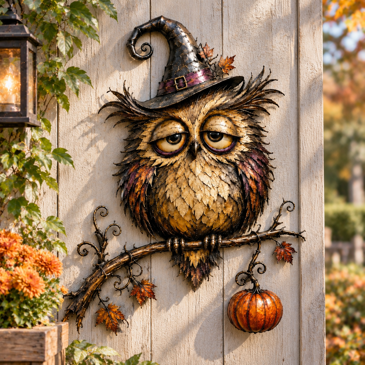 Witch Owl Halloween Metal Wall Decor-HandPrint