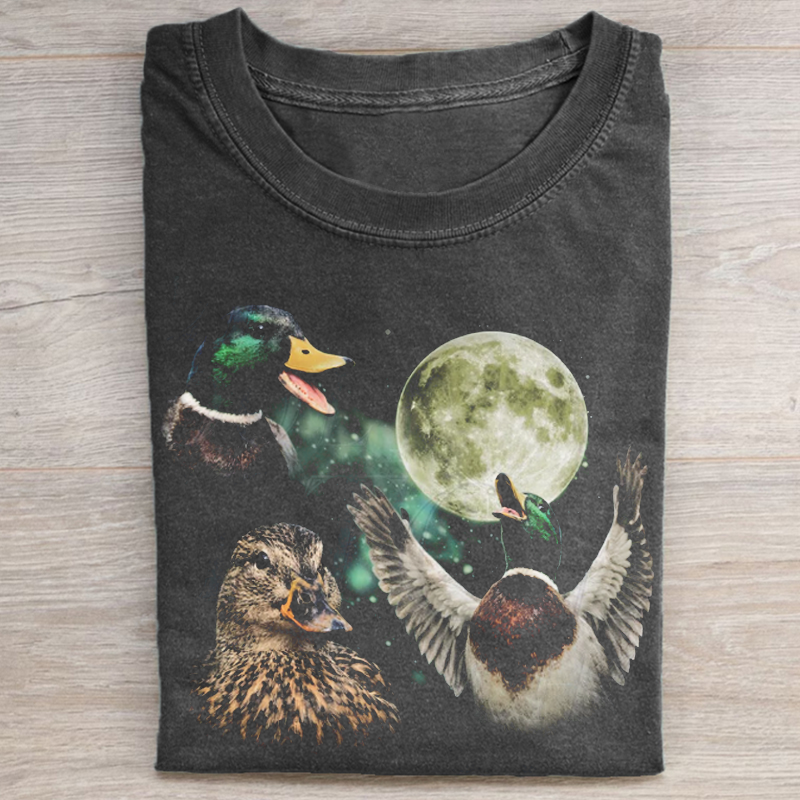 Mallard Duck Moon Vintage Graphic T-shirt-NaturexCraft