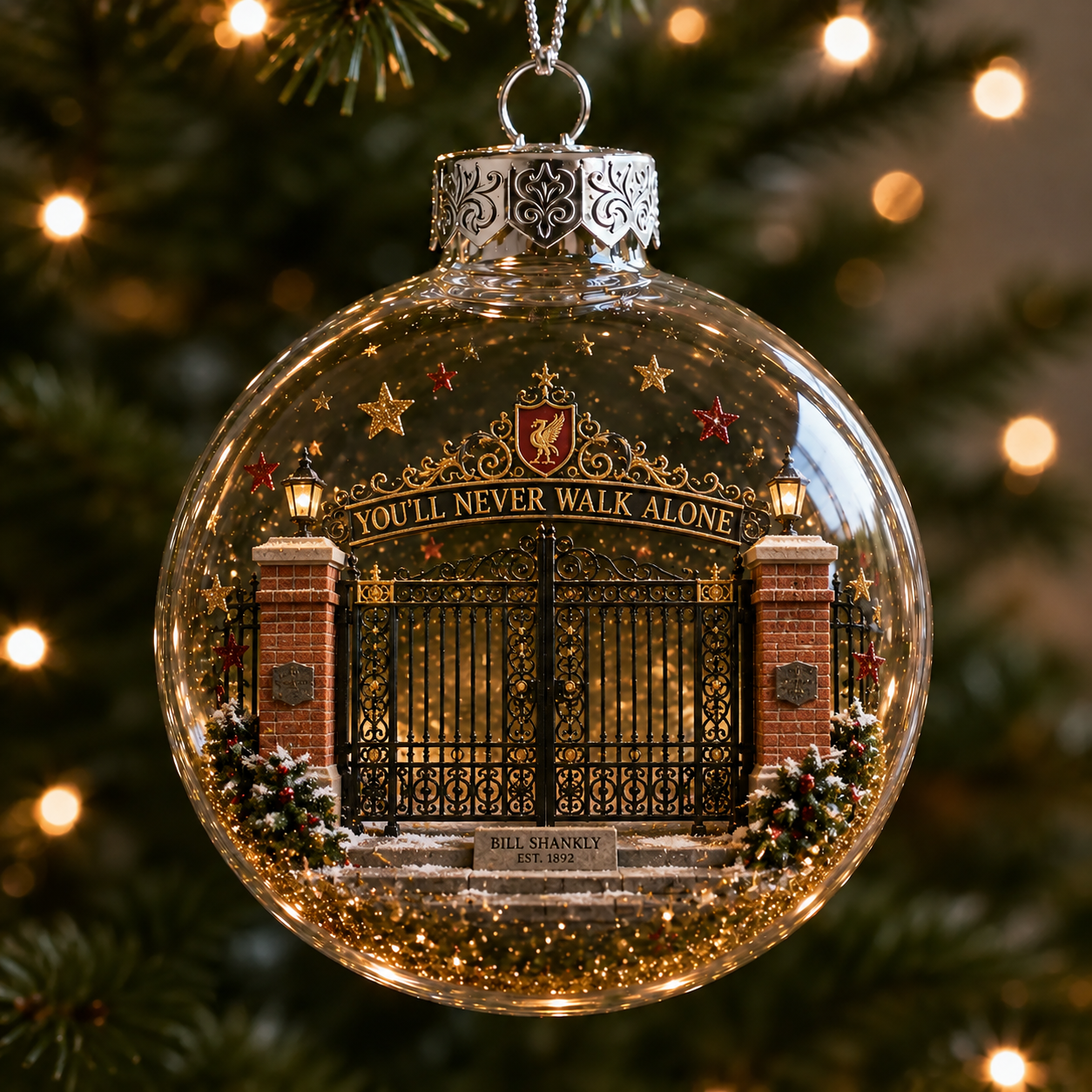 🎄 Light-Up Football Heritage Diorama Ornament-HandPrint