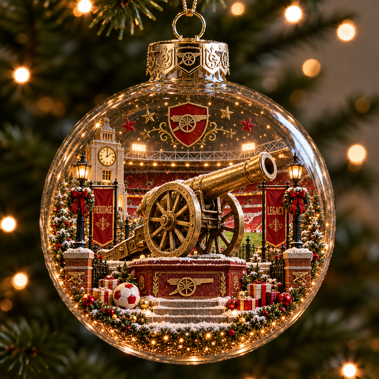 🎄 Victory Through Harmony Light-Up Football Christmas Globe Ornament-HandPrint
