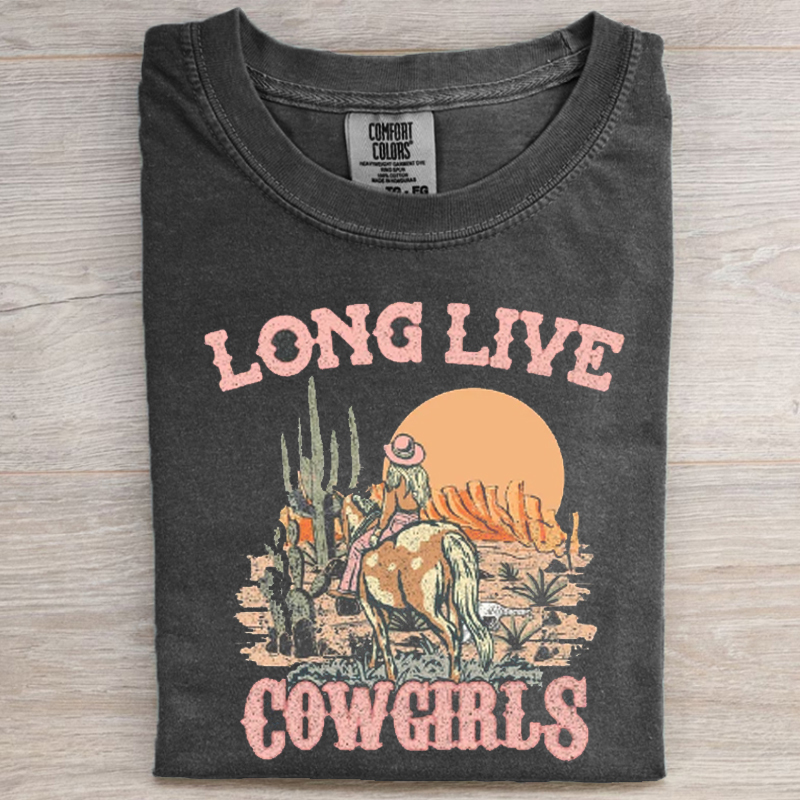 Retro Comfort Long Live Cowgirls T-Shirt-NaturexCraft