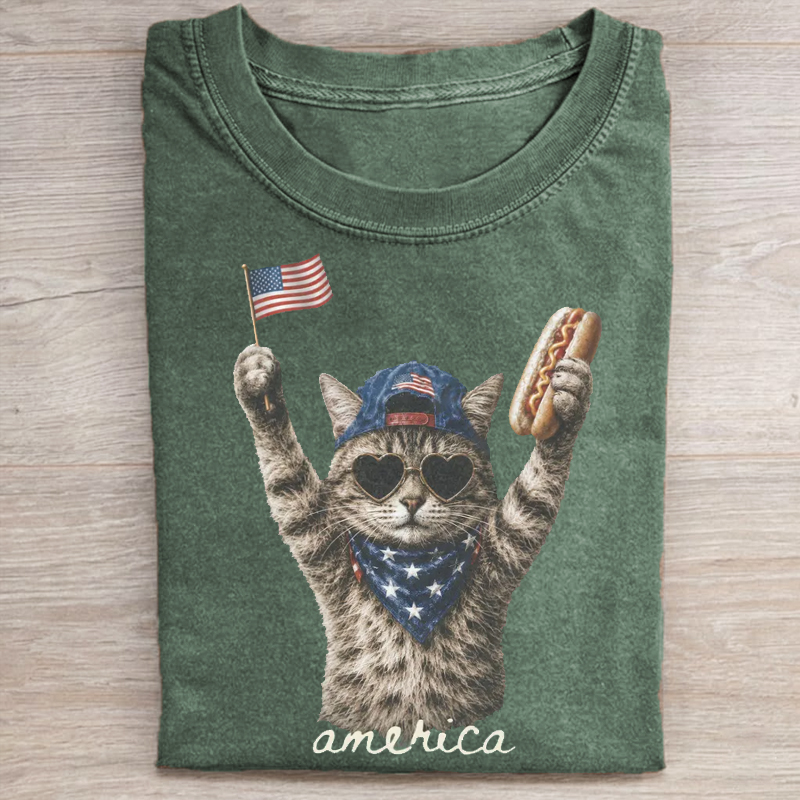 Patriotic Cat T-shirt-NaturexCraft
