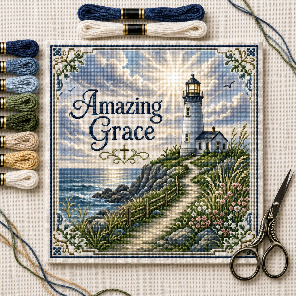 🎵 Beloved Hymns DIY Cross Stitch Kit — Stitch Your Faith Into Every Detail-HandPrint