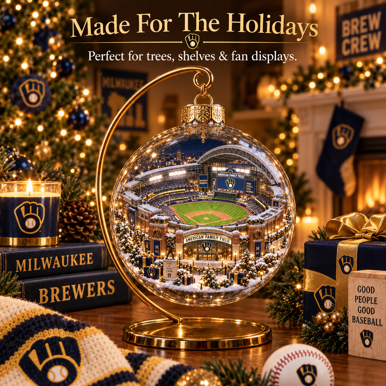 ⚾🎄 Good People. Good Baseball. – Light-Up Baseball Heritage Christmas Ornament-HandPrint