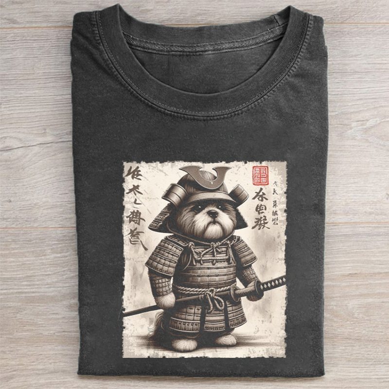 Funny Shih Tzu Dog Samurai T-shirt-NaturexCraft