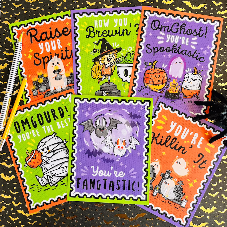 👻Spooky Tidings Postcard Set (6 designs)-HandPrint