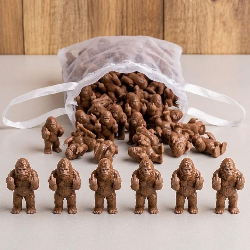Middle Fingers Mini Bigfoot, Funny Gag Gift-HandPrint