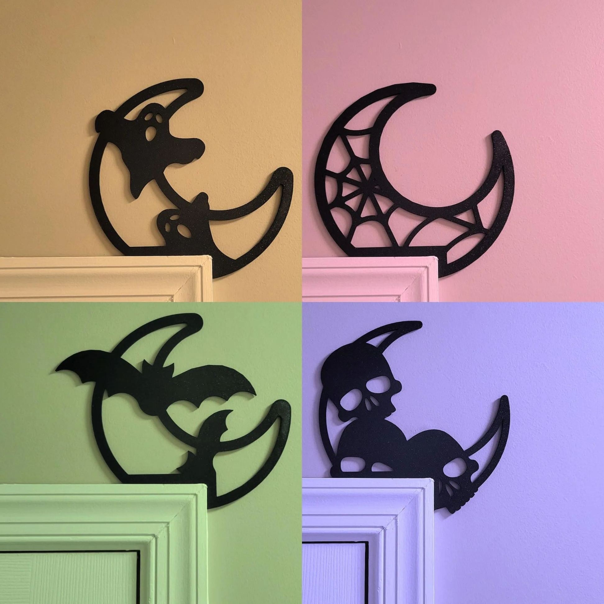 Metal Halloween Moon Door Corner Topper Decoration-HandPrint
