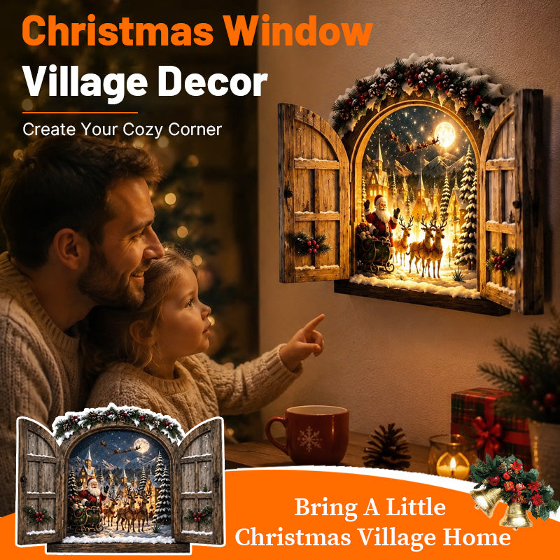 Christmas Window Village Decor-HandPrint