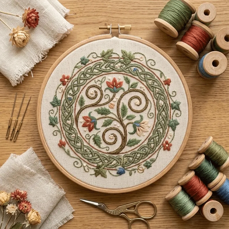 🔥49% Off Last Day - BUY 3 GET 1 FREE🌿Art Nouveau Celtic Knot Embroidery Kit (📦Buy 3 Free Shipping)-HandPrint