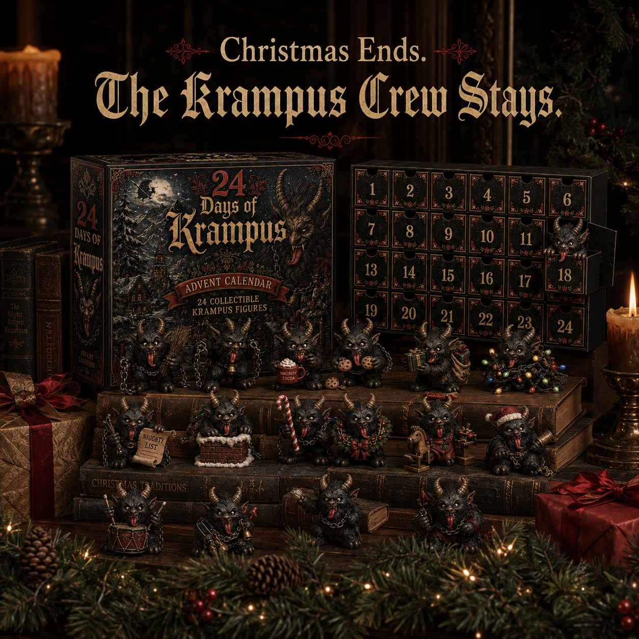 ⏰Limited Stock 50% OFF -😈🎄 2026 Krampus Advent Calendar – 24 Days of Wicked Christmas Mischief-HandPrint