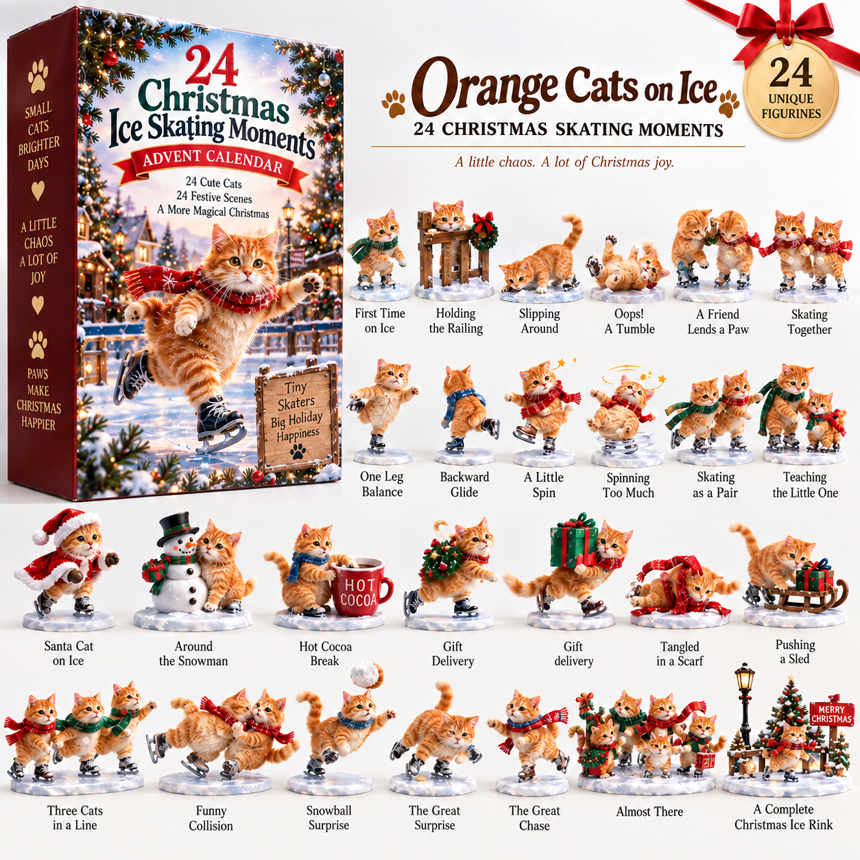 ⛸️🐱 Orange Cats on Ice – 24 Christmas Skating Moments-HandPrint