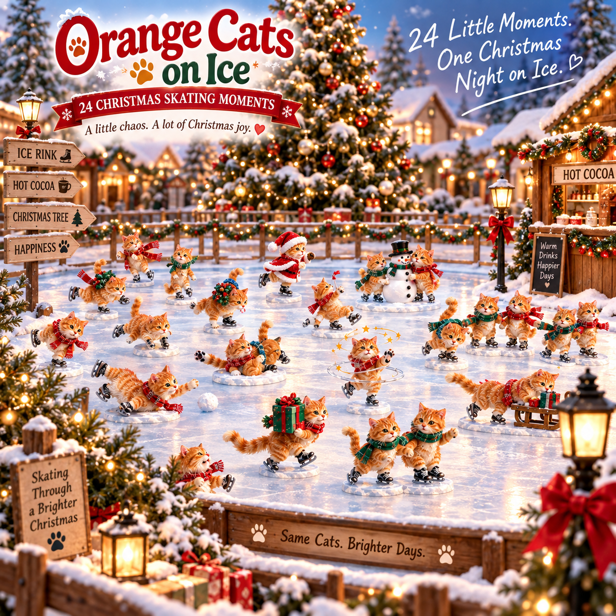 ⛸️🐱 Orange Cats on Ice – 24 Christmas Skating Moments-HandPrint