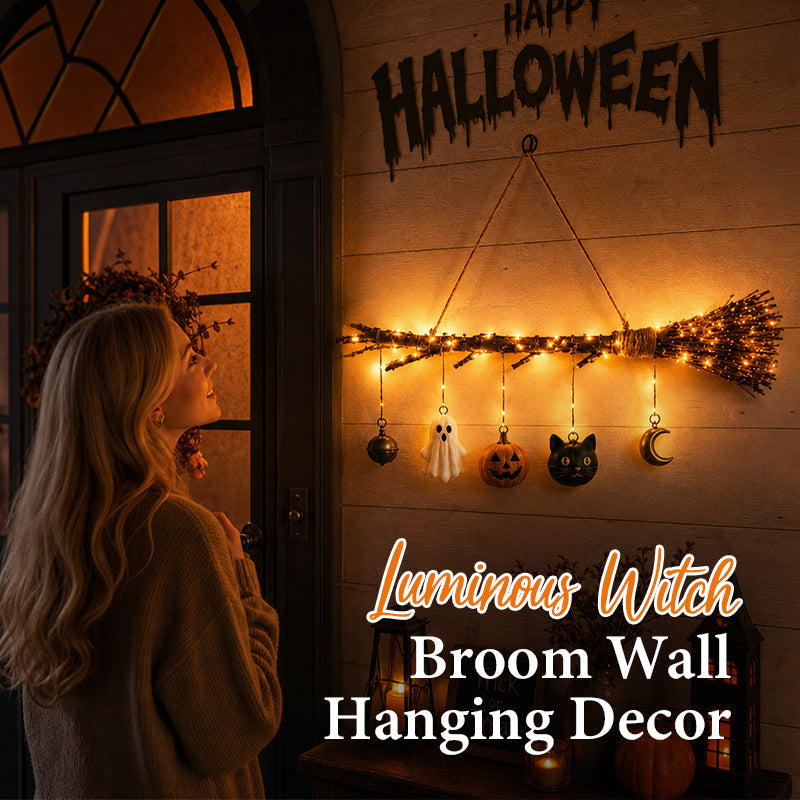 🎃 Halloween Luminous Witch Broom Wall Hanging Decor 🧹-HandPrint