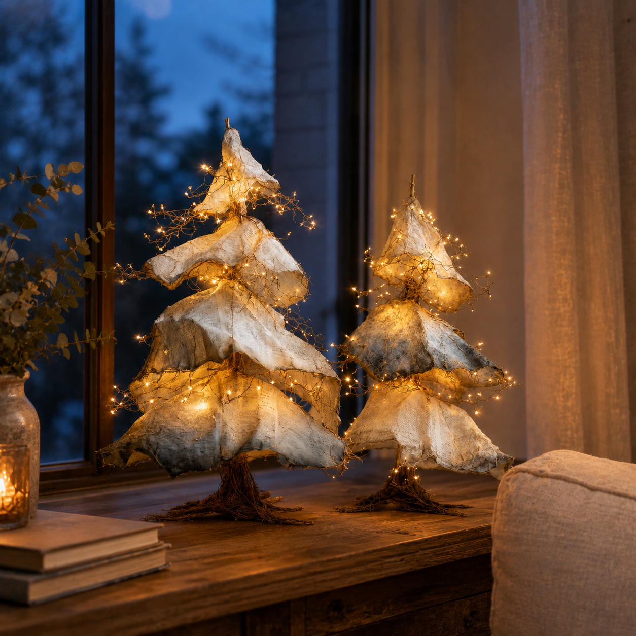 Windswept Winter Trees – Lighted Sculptural Tree Set-HandPrint