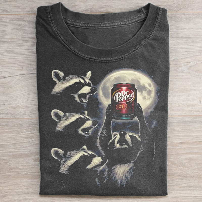 Vintage Raccoon Energy Drink T-shirt-NaturexCraft