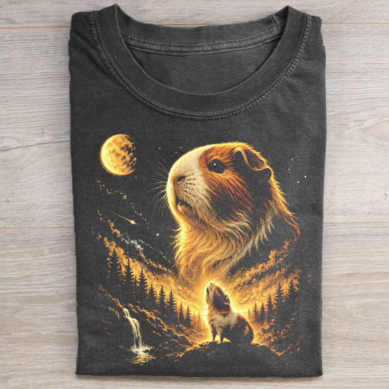 Guinea Pig Howling to the Moon T-shirt-NaturexCraft
