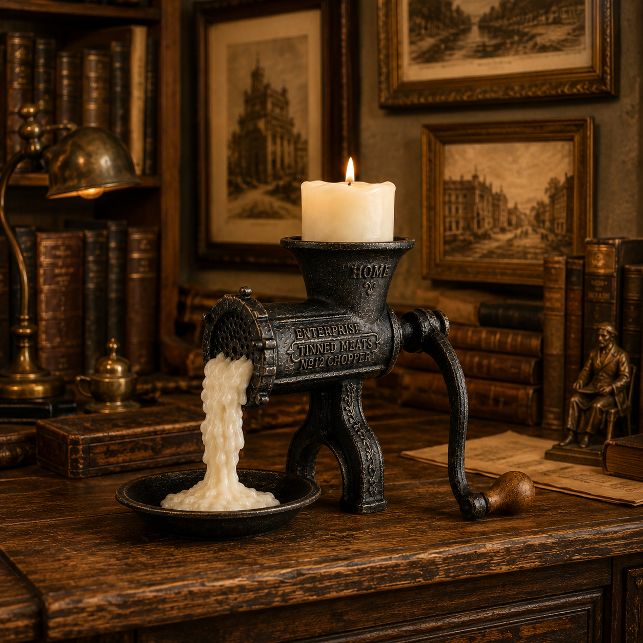 Vintage Meat Grinder Candle Holder-HandPrint