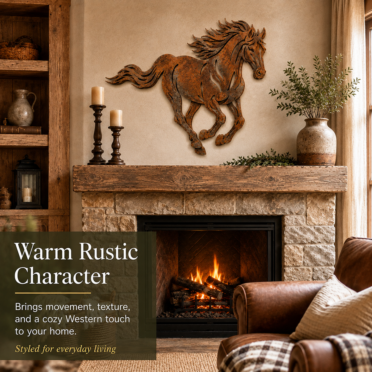 Rustic Running Horse Metal Wall Decor-HandPrint