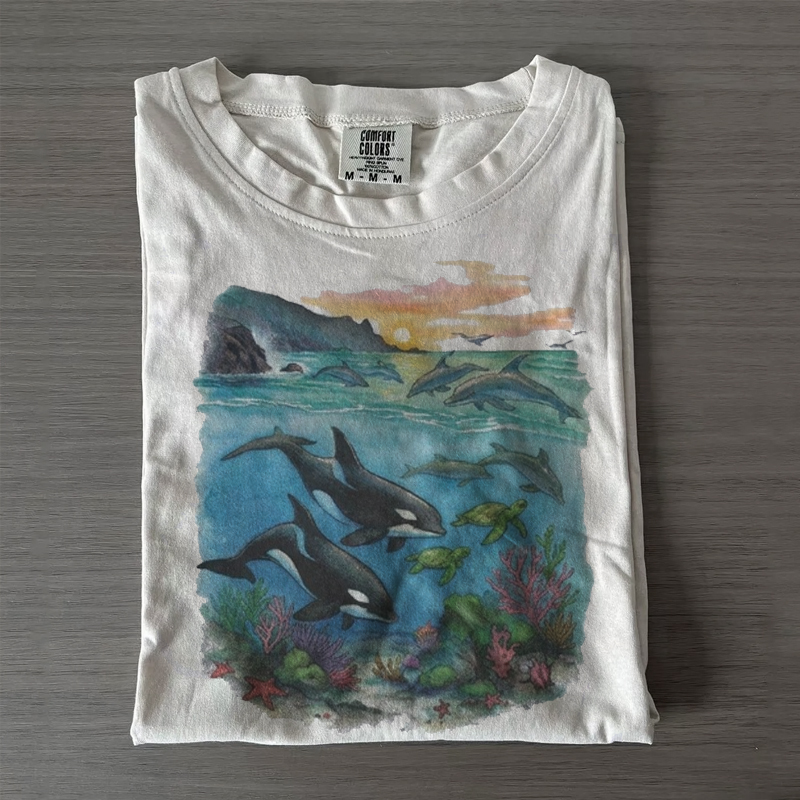 Vintage Ocean Life 90s T-shirt-NaturexCraft
