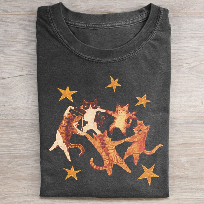 Xcellent Dancing Cats Stars T-shirt-NaturexCraft