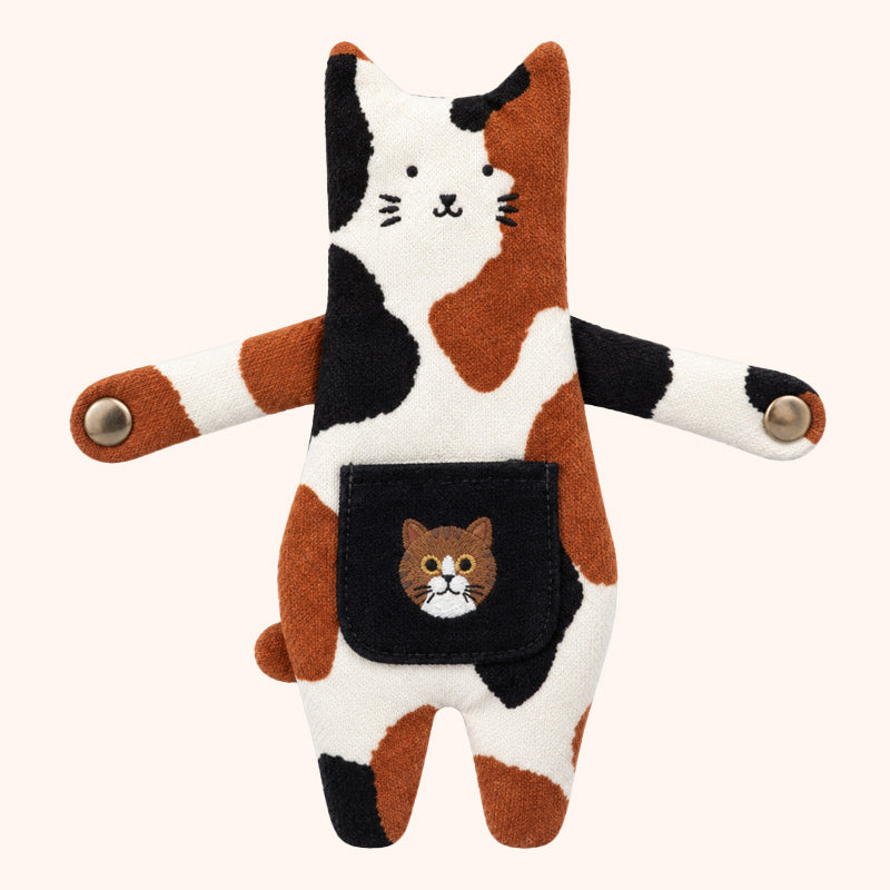 Hugging Cat & Bear Zipper Pouch Bag Charm-HandPrint